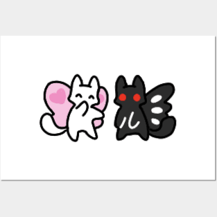 Butterfly and mothman kitty Posters and Art